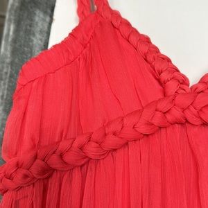 Pool Party hibiscus red chiffon dress Garden Lunch Summer dinner Full length